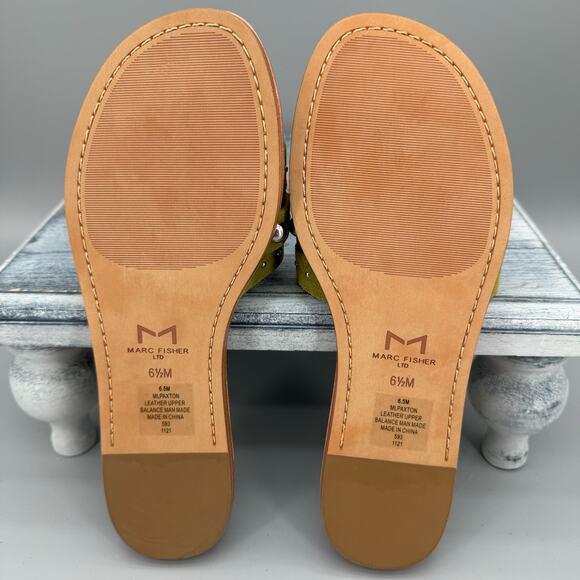 NEW Marc Fisher LTD Paxton Studded Slides Green 6.5M - Picture 8 of 10